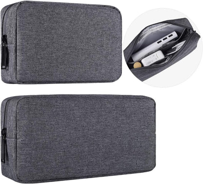 imComor Universal Electronics Accessories Case, 2-Pack Portable Soft Carrying Case Bag Wire Cable Organizer for Hard Drive, Power Adapter, Laptop Mouse, Cosmetics Kit, Small+Big-Black