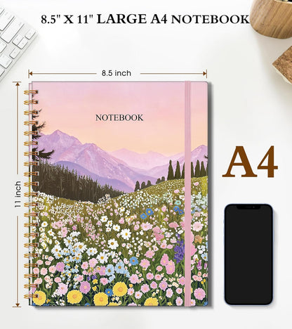 Dotted Notebook, Spiral Notebook Journal 8.5” x 11”, A4 Large Dot Grid Notebooks for Women Men, 100 GSM Dotted Paper, Plastic Hardcover Spiral Bullet Journals for Work School Sketching, Green
