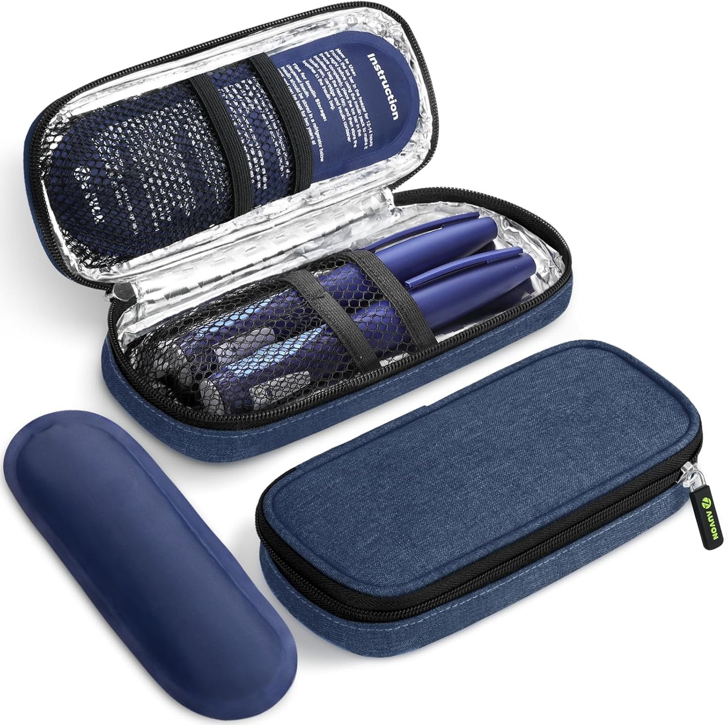 AUVON Insulin Cooler Travel Case with 2 x 90g TSA Approved Ice Packs, Diabetic Medication Insulated Cooling Bag for Insulin Pens and Diabetic Supplies Storage, Compact for Daily Life and Trips