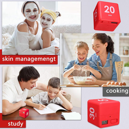 Weewooday 2 Pieces Cube Productivity Timer Flip Gravity Sensor Flip Countdown Countup Workout Timer Management 1 3 5 10 Minutes and 15 20 30 60 Minutes for Work Learning Kitchen Cooking(Green, Blue)