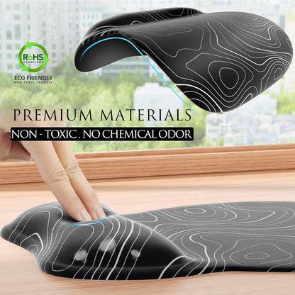 MROCO Ergonomic Mouse Pad with Gel Wrist Rest, Smooth Wrist Support Surface, Non-Slip PU Base for Pain Relief, Comfortable Mousepad for Computer, Laptop, Office & Home, 9.4 x 8.1 in, Black