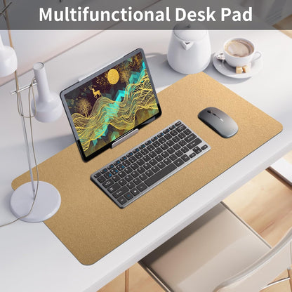 Bloss Leather Desk Pad and Keyboard Wrist Rest, Large Mouse Pad + Keyboard Pad+Mouse Wrist Support, Non-Slip Desk Mat Protector for Office, Home(31.5×15.7 Inches,Beige) - Colors B