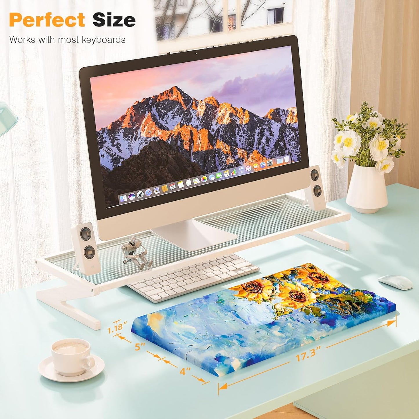Ospelelf Tilt Keyboard Stand with Wrist Rest, Comfy Ergonomic Keyboard Riser Holder for Office Home