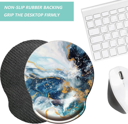 Mouse Pad with Wrist Support, Ergonomic Mouse Pad with Memory Foam Wrist Rest Cushion, Non-Slip Rubber Base Gaming Mice Pad for Home Office Computer Laptop, Flowers Grass