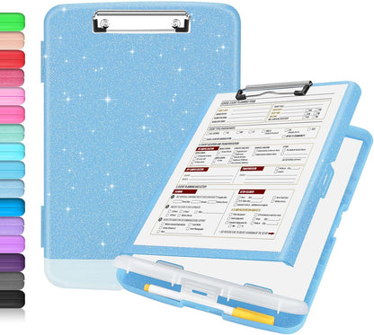 Sooez Clipboard with Storage, Clip Board 8.5 x 11 with Pen Holder, Plastic Organization Case Box for Letter Legal A4 Size Paper, Low Profile Clip, Nurses Teachers Must Haves, School & Office Supplies