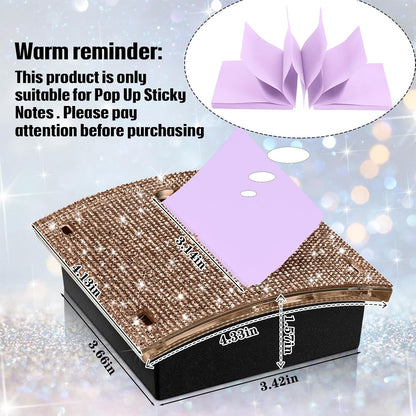 Eersida Rhinestone Self Stick Note Pad Holders 4 x 4 Inches Pink Cute Note Holder Sticky Dispenser Bling Memo Stick Dispenser for Office Employee Coworkers Gifts Home Desk Supplies