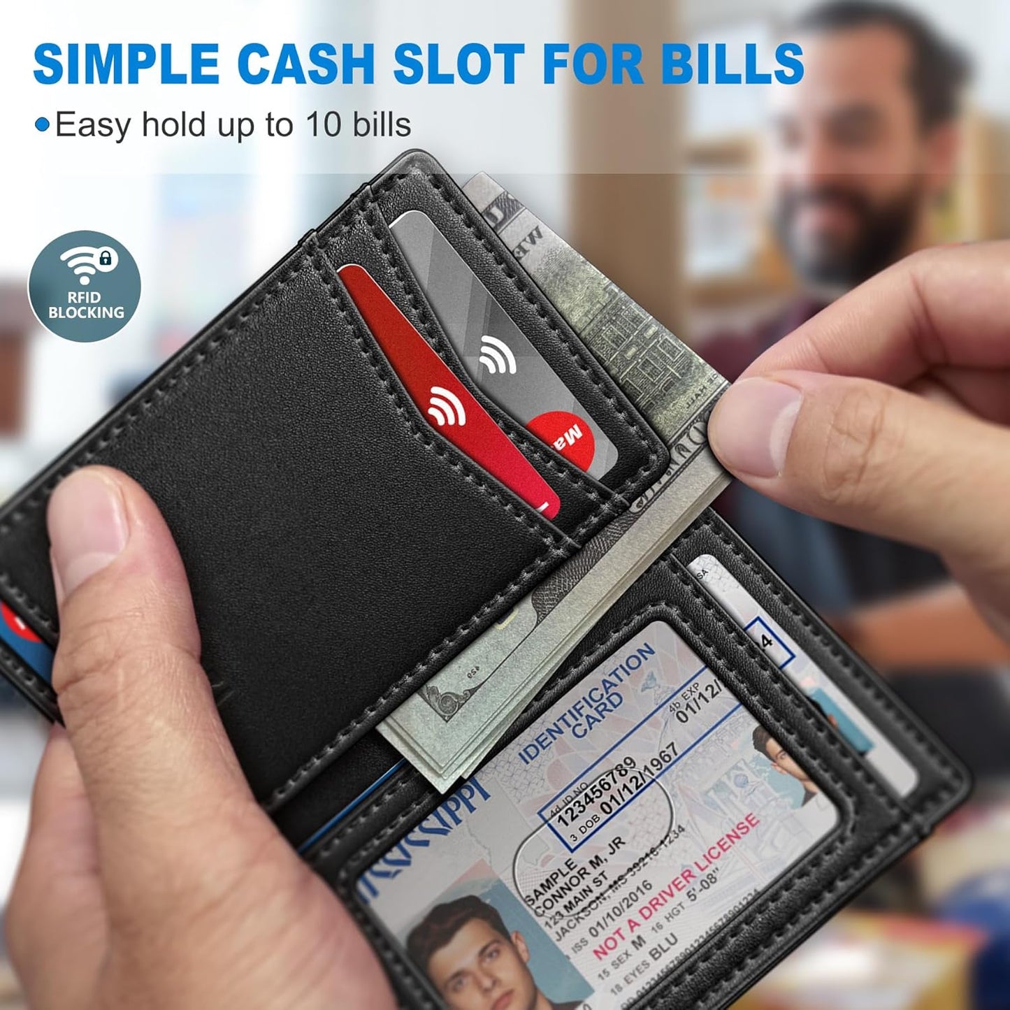 miyozi Airtag Slim Leather Wallet for Men - 12-Card Capacity, Magnetic Closure, Money Clip & Simplified Bill Compartment, RFID Blocking (4.3" x 3.0") | Gift Boxed