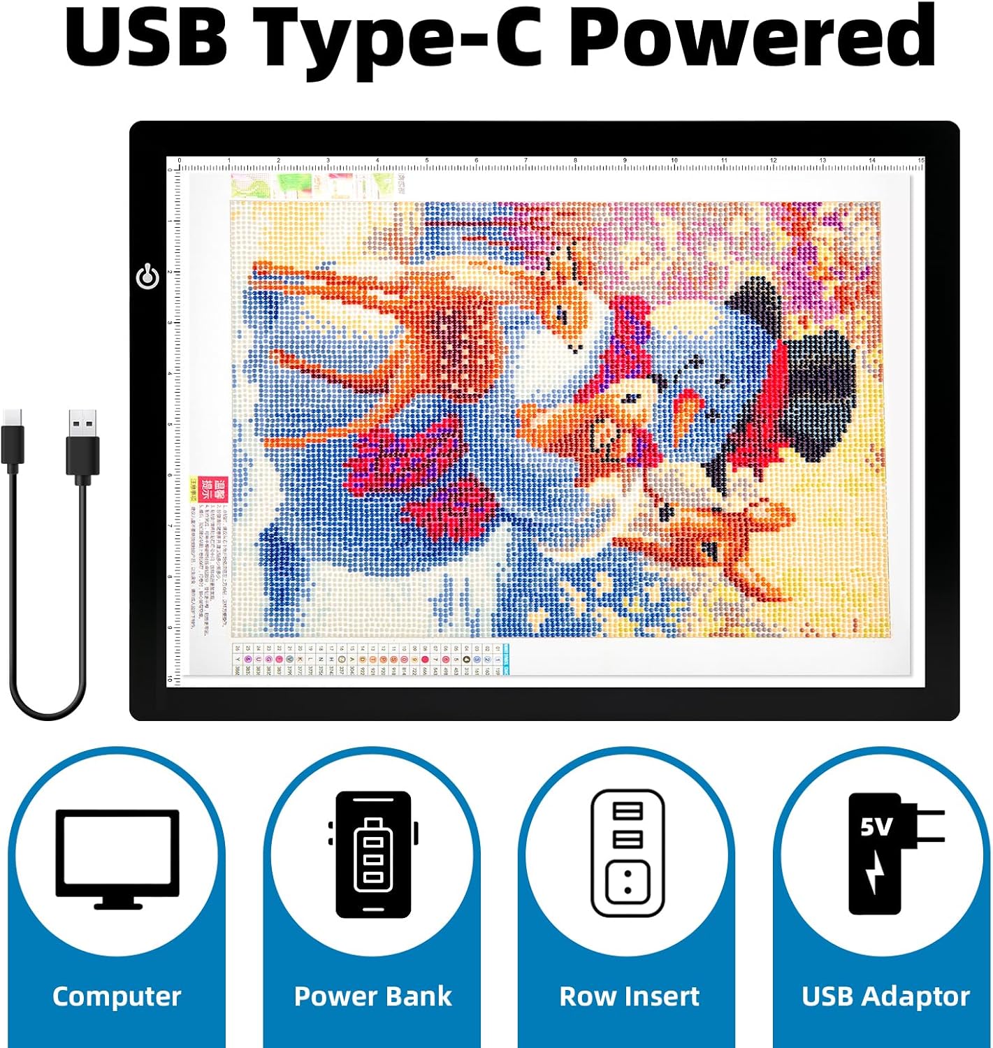 Black A4 Dimmable LED Artcraft Light Box Tracer Slim Light Pad Portable Tablet, USB Power Cable Copy Drawing Board Tracing Table for Artists Designing, Animation, Sketching, Stenciling X-ray Viewing