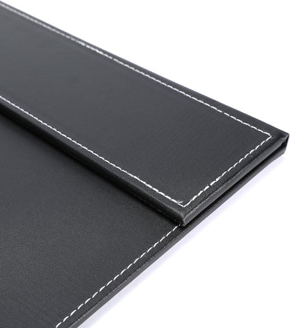 24" x 18" Leather Desk Blotter with Top Rail for Writing Leather Executive Desk Pad Protector Desk Mat for Office Home Workplace Black