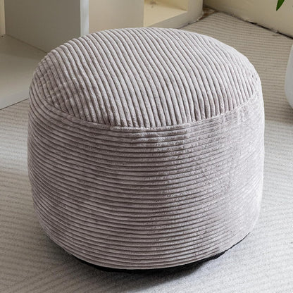 HIGOGOGO Round Stuffed Pouf Ottoman, Corduroy Poufs with Foam Chunk Filling, Furry and Fluffy Pouf Foot Stool Storage Ottoman, 20 X 15 Floor Poufs Foot Rest for Living Room, Dark Grey