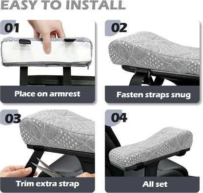 Soft Office Chair Armrest Pads, Comfort Elbow Pillows, Gray Arm Rest Pads, Set of 2