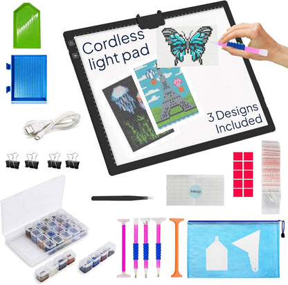 iVyne Rechargeable A3 Light Pad for Diamond Painting - LED Light Board for Weeding & Tracing - Diamond Art Light Pad - Ultra-Thin & Portable - Perfect for Artists & Crafters - Blue