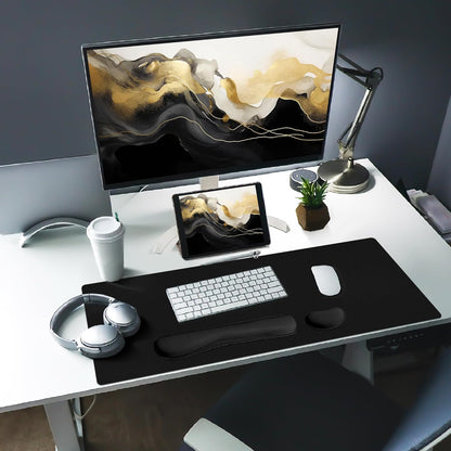 Bloss Leather Desk Pad and Keyboard Wrist Rest, Large Mouse Pad + Keyboard Pad+Mouse Wrist Support, Non-Slip Desk Mat Protector for Office, Home(31.5×15.7 Inches,Beige) - Colors B