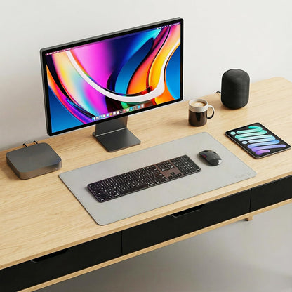 Fenge Desk Pad Mat, Water Resistant Mouse Pad, Double-Sided Mouse Mat with Anti-Slip Cork Base, Faux Leather Desk Blotter for Home Office, Laptop, Mouse, 23.6 x 13.8 Inches, Black