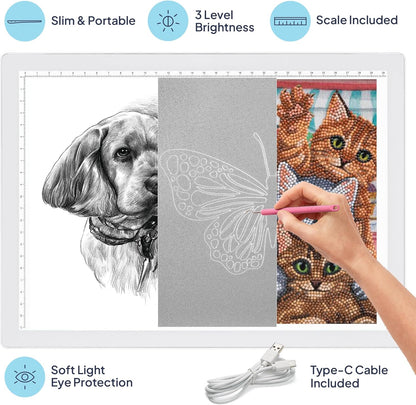 iVyne Rechargeable A4 Light Pad for Tracing & Weeding - LED Light Board for Weeding Vinyl - for Cricut Vinyl Weeding Tools - Ultra-Thin & Portable - Perfect for Artists & Crafters - Pink