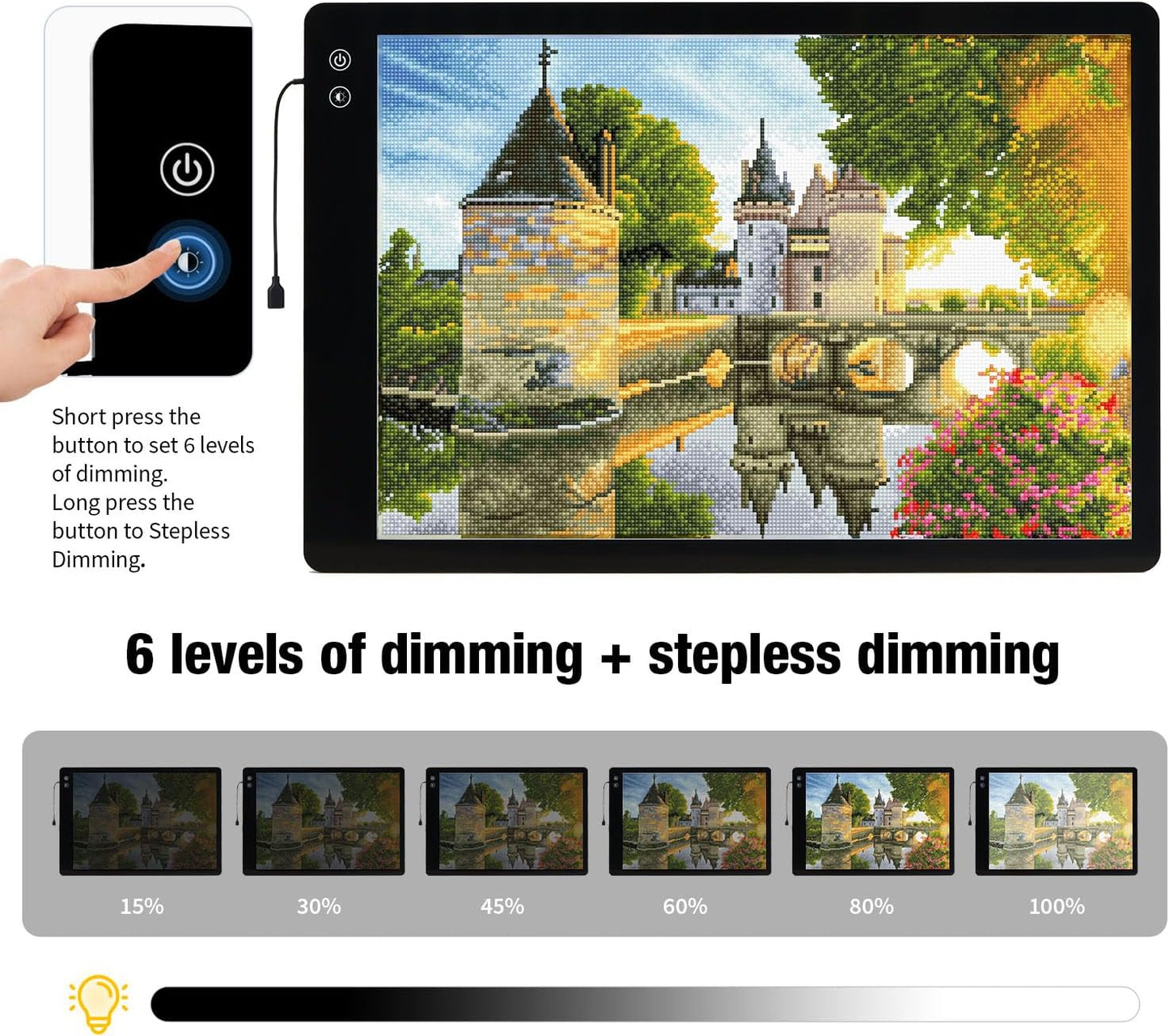 Rechargeable A4 Light Box with Padded Case,led Light pad with Built-in Stand & Clip,6 Levels of Brightness lightbox for tracing,Diamond Painting.Light Table for Artists,Drawing,Sketching,Animation