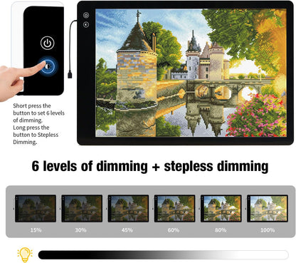 Rechargeable A4 Light Box with Padded Case,led Light pad with Built-in Stand & Clip,6 Levels of Brightness lightbox for tracing,Diamond Painting.Light Table for Artists,Drawing,Sketching,Animation