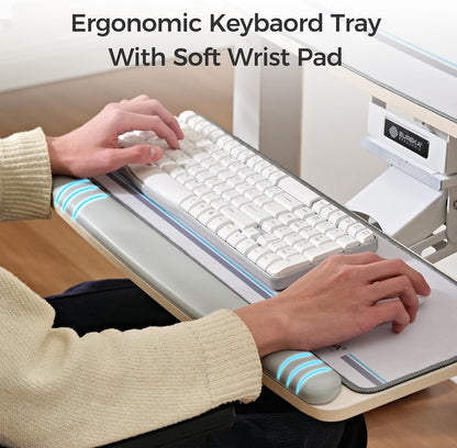 EUREKA ERGONOMIC Height Adjustable Mouse & Keyboard Tray Under Desk, 28x10'' Large Slide Out Swivel Tilt Computer Keyboard Drawer with Pad for Gaming Home Office, Dual Mount