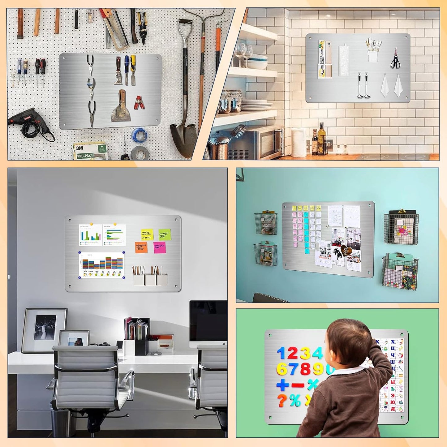 2Pack Magnetic Board 17.5" x 11.4" Magnet Bulletin Board is Suitable for displaying Notes, Photos,Magnetic Letters,Suitable for Walls, refrigerators, cabinets, etc