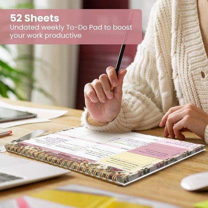 Weekly To Do List Notepad with 52 Undated Sheets（8.5"×11"）- Undated Weekly Planner Notepad for Office Desk Accessories and Supplies - Midnight Lilac