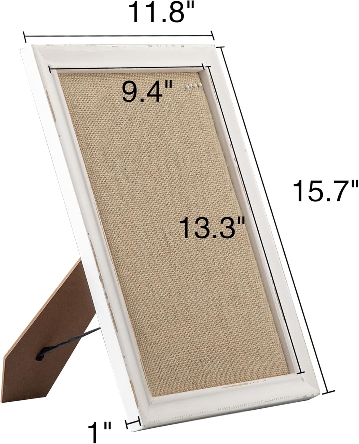 SOFE Cute Bulletin Board for Desk, 12"×16" Linen Pin Board, Farmhouse White Wood Frame, Fabric Memo Board/Vision Board Small, Photo Display Board for Office School Home Living Room
