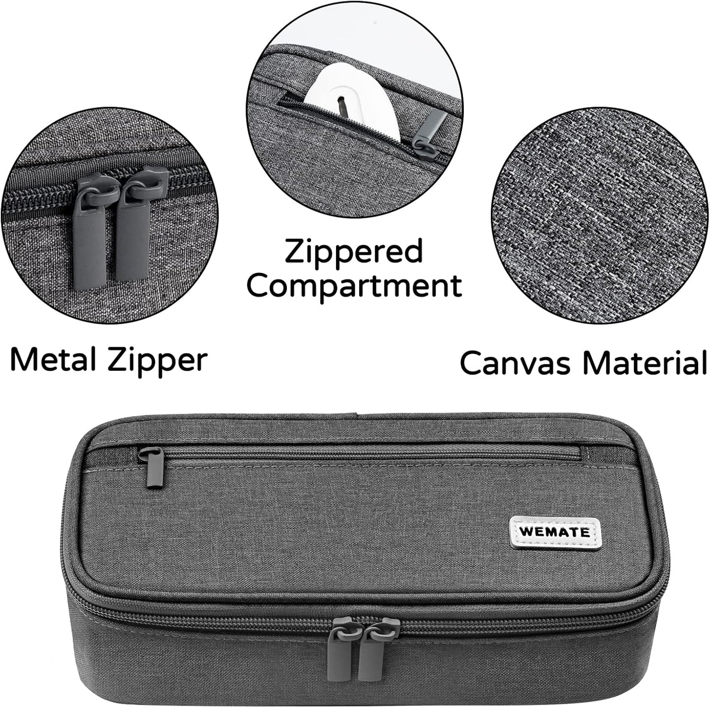 WEMATE Pencil Case, Large Storage Organizer, Makeup Bag, Teacher Must - have, Big Pencil Pouch, Marker Case for College