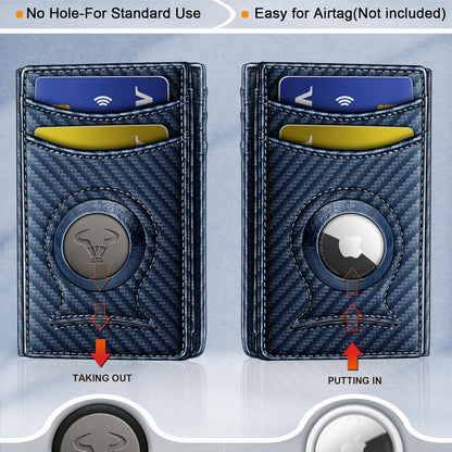 BULLIANT Men Airtag Wallet,Slim Wallet Money Clip Card Holder Magnetic Closure 12 Cards in Front Pocket RFID Blocking