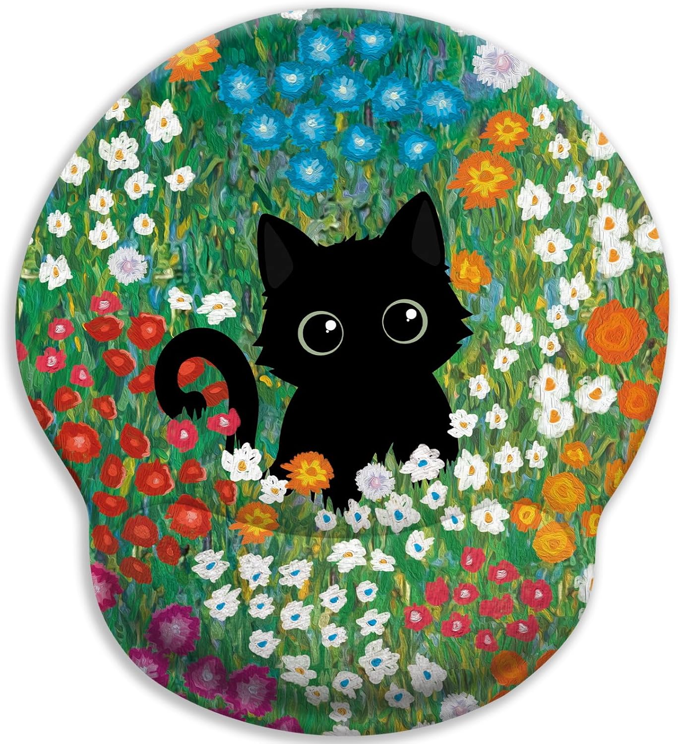 LIMKRIAN Cat Ergonomic Mouse Pad with Wrist Rest, Gaming Mouse Pad with Wrist Support, Funny Mouse Pads for Desk, Computer Mousepad with Non-Slip Pain Relief PU Base, Cute Office Desk Accessories