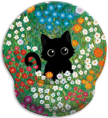 LIMKRIAN Cat Ergonomic Mouse Pad with Wrist Rest, Gaming Mouse Pad with Wrist Support, Funny Mouse Pads for Desk, Computer Mousepad with Non-Slip Pain Relief PU Base, Cute Office Desk Accessories