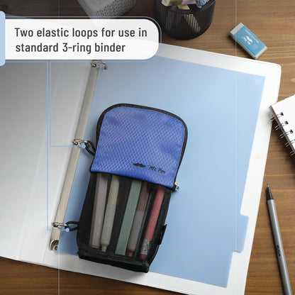 Mr. Pen- Standing Pencil Case Pouch, Sit & Lay Mesh-View Design, Black & Gray, Interior Pocket & 2 Elastic Binder Loops, Cute Pencil Case for Girls and Boys