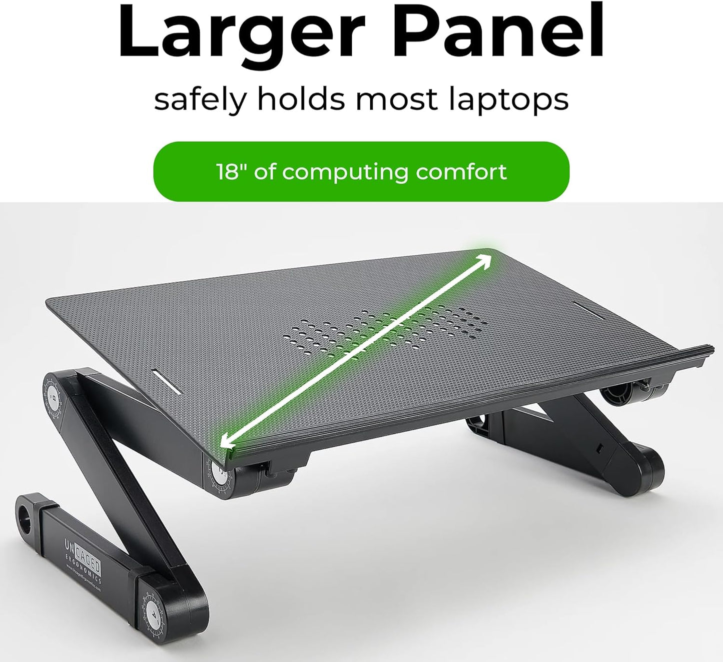 WorkEZ Adjustable Laptop Stand for Desk, Portable Laptop Stand Adjustable Height, Foldable Cooling Computer Holder Riser for Desk, Black