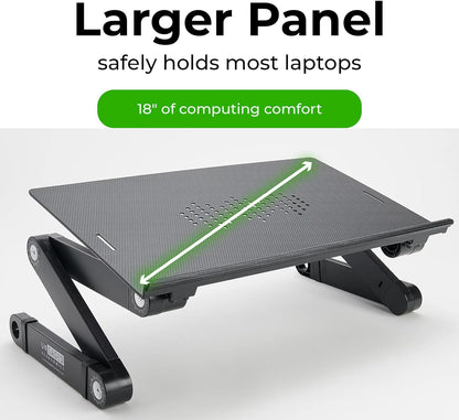 WorkEZ Adjustable Laptop Stand for Desk, Portable Laptop Stand Adjustable Height, Foldable Cooling Computer Holder Riser for Desk, Black