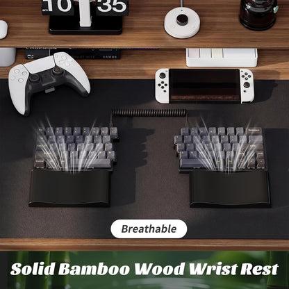 Wooden Wrist Rest, 11.8-inch Length and 22mm Thickness for Small Keyboard, Bamboo Wood Palm Rest, Ergonomic Design for Mechanical Gaming Keyboard