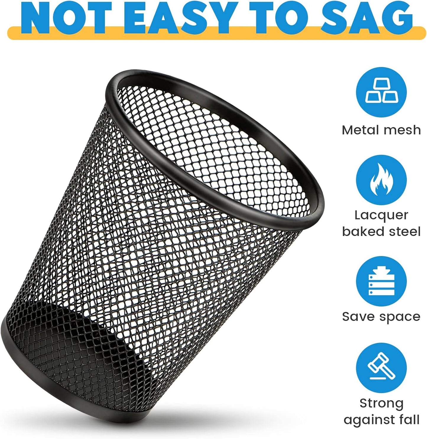 Smgmg Pen Holder for Desk, Pencil Holder for Desk, 4 Pack Pencil Cup for Pen, Mesh Metal Pen Organizer, Desk Pen Holder