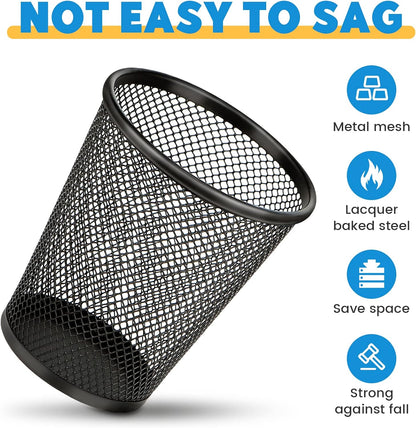Smgmg Pen Holder for Desk, Pencil Holder for Desk, 4 Pack Pencil Cup for Pen, Mesh Metal Pen Organizer, Desk Pen Holder