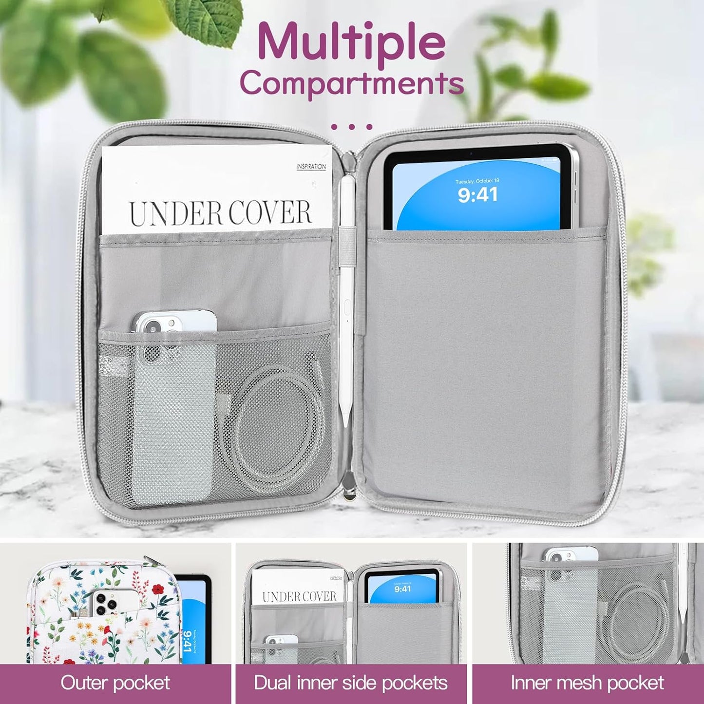 Dadanism 9-11" Tablet Sleeve Bag Carrying Case for iPad (A16) 11th Gen 11", iPad 10th Gen 10.9" Air 5/4, iPad Air M4/Pro 11", iPad 9/8/7th, Galaxy Tab A11+ Plus 11", Remarkable 2 10.3", Black
