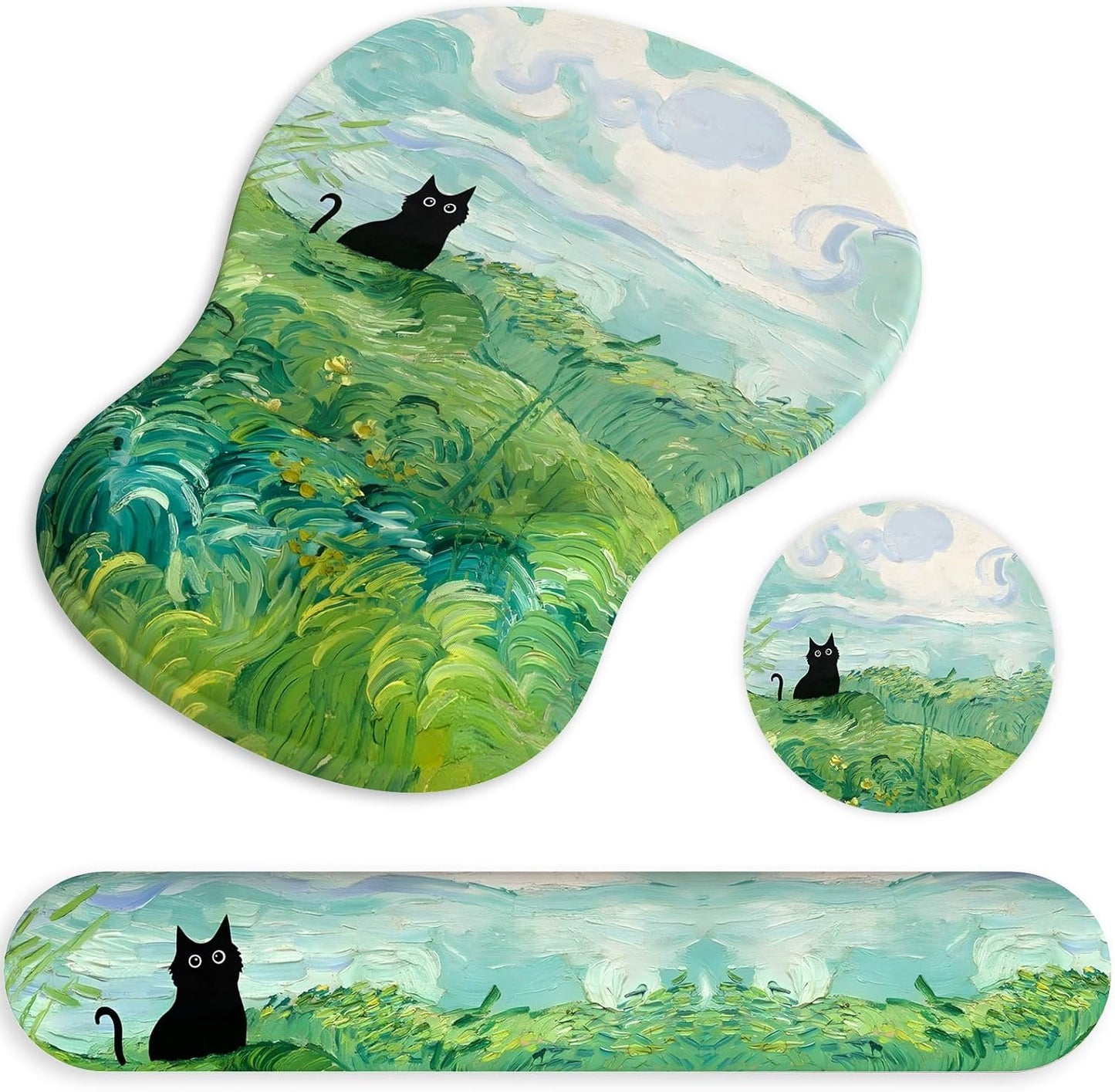 Ergonomic Mouse Pad with Wrist Rest and Keyboard Wrist Rest, Gel Mousepad and Wrist Rest for Computer Keyboard, Pain Relief, Non-Slip PU Base, Mouse Pad with Wrist Support for Gaming, Office, Brown