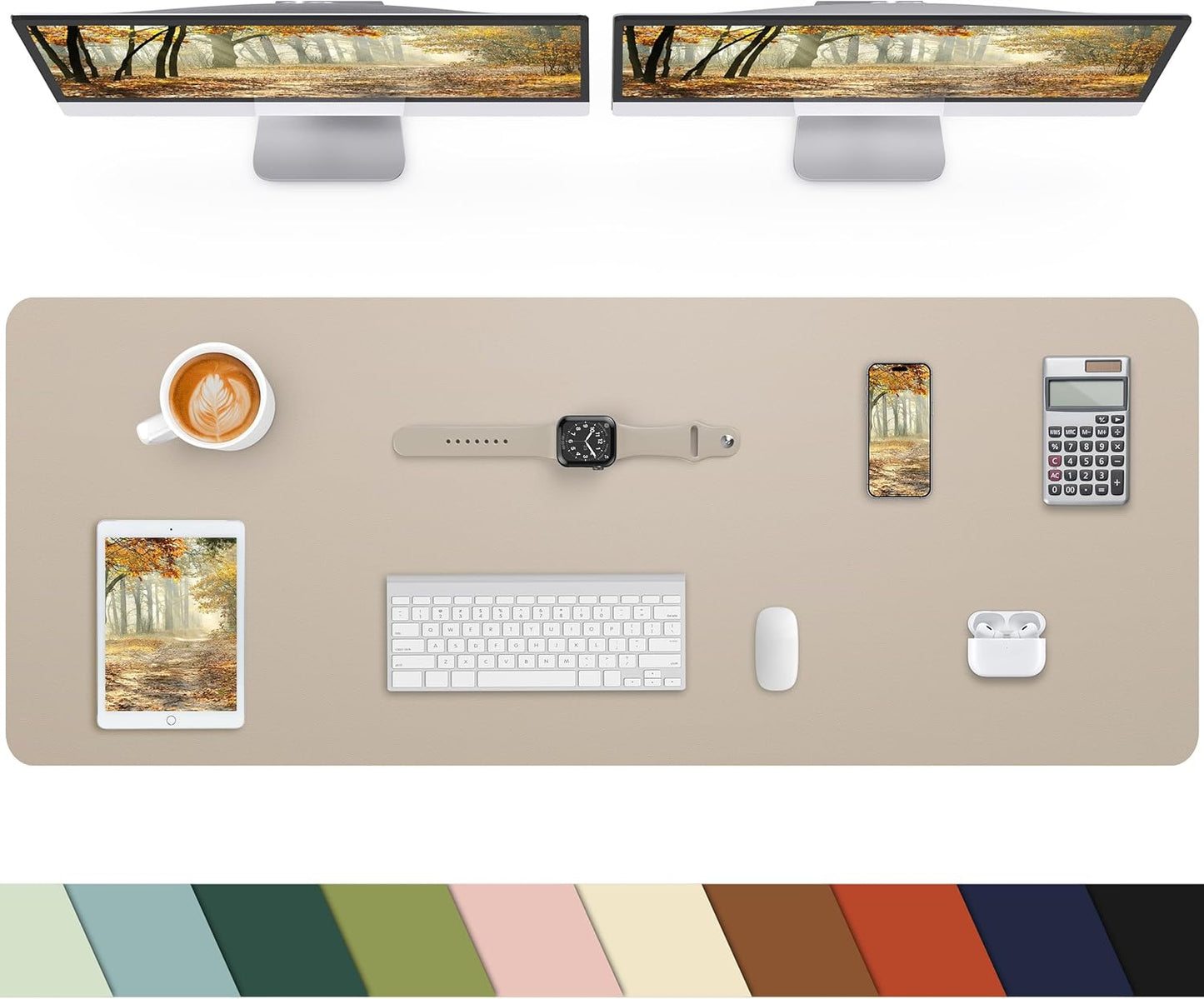 Leather Desk Pad Protector, Office Desk Mat, Large Mouse Pad, Non-Slip PU Leather Desk Blotter, Laptop Desk Pad Desk Accessories for Office and Home (Black, 40" x 17")