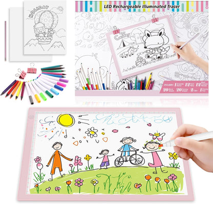 Light Up Tracing Board Kits Blue, 15" Writing Tracer Pad for Kids Ages 3-12, Drawing Tablet Supplies for Diamond Art Painting Accessories, Sketching Light Box Table for Boys Adults Holiday Gift Toys