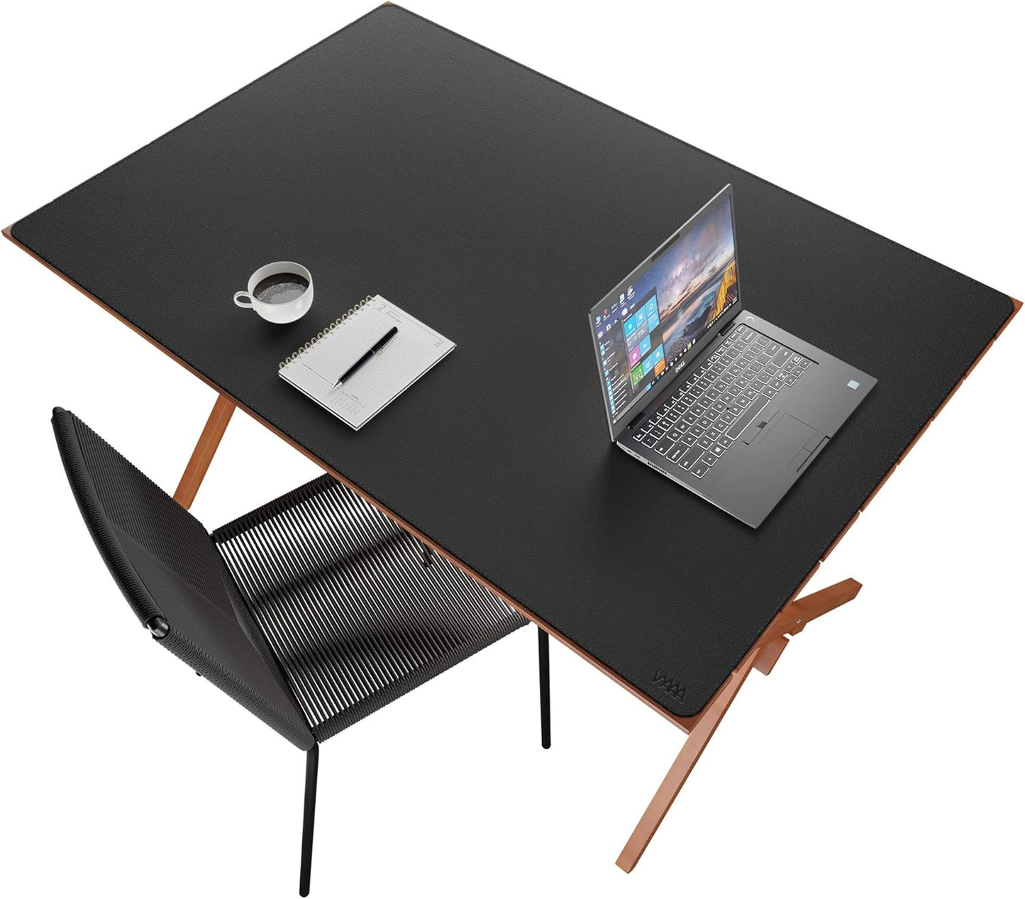 Vyaaa PU Leather & Cork Desk Mat, 39.4"x15.7" Dual Sided Computer Desk mat, Waterproof Large Mouse Pad, Non-Slip Office Desk pad, Office Desk Protector for Work/Gaming/Home (Black)