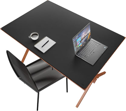 Vyaaa PU Leather & Cork Desk Mat, 39.4"x15.7" Dual Sided Computer Desk mat, Waterproof Large Mouse Pad, Non-Slip Office Desk pad, Office Desk Protector for Work/Gaming/Home (Black)