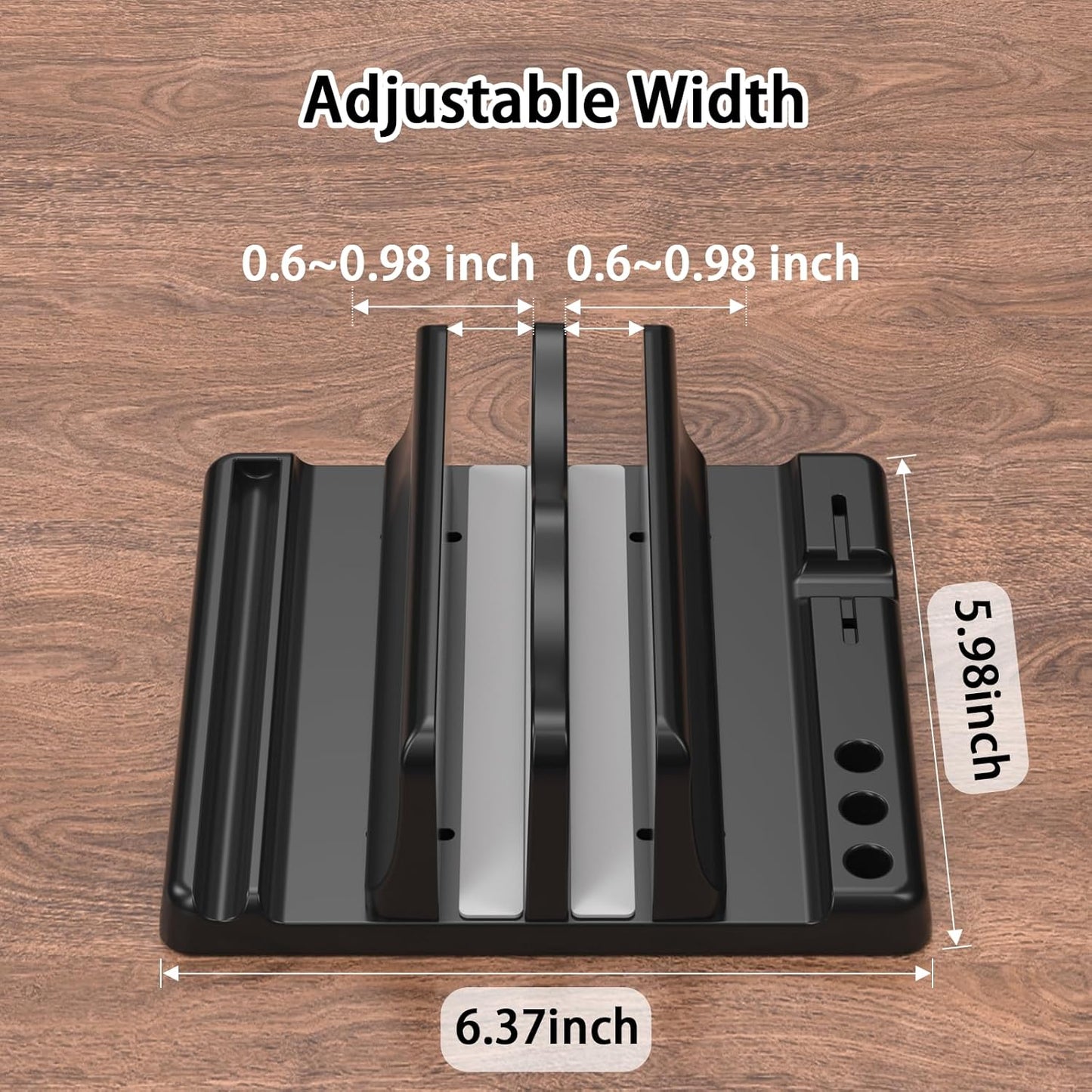 Vertical Laptop Stand Holder - Adjustable ABS Plastic Laptop Holder Vertical, Space-Saving 4 in 1 Compatible with All MacBook Pro Air, Mac, HP, Dell, Microsoft Surface (Black)