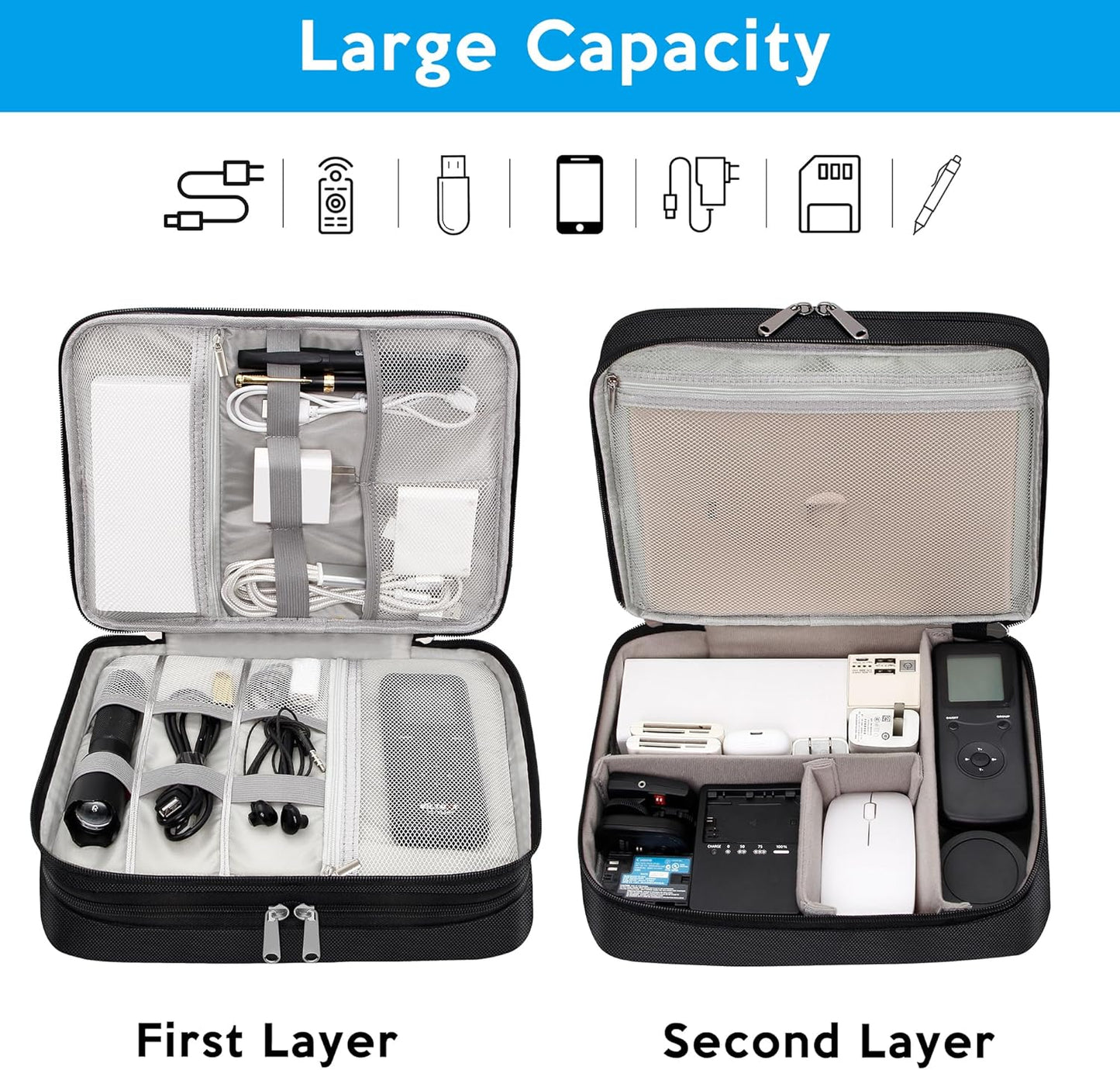 CILLA Electronics Organizer Travel, Travel Cord Organizer Case, Compact Electronics Accessories Bag for Cable, Cord, Charger, Phone