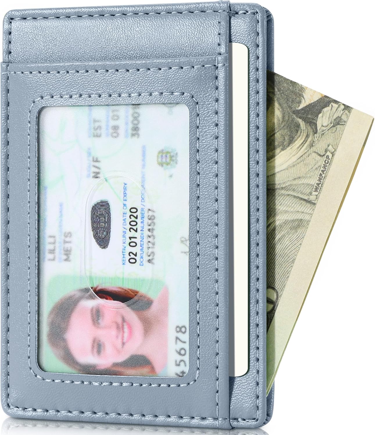 Travelambo Slim Wallet Front Pocket Minimalist Leather RFID Blocking Medium Size