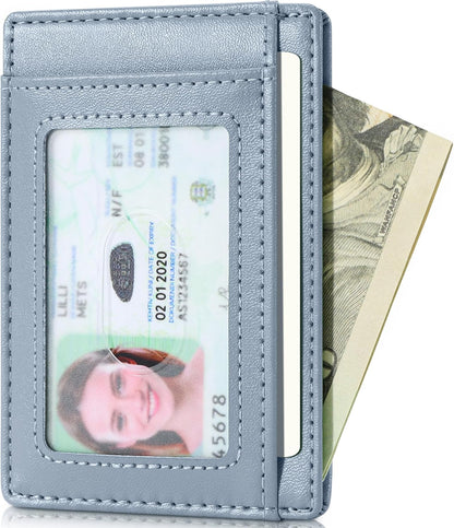 Travelambo Slim Wallet Front Pocket Minimalist Leather RFID Blocking Medium Size
