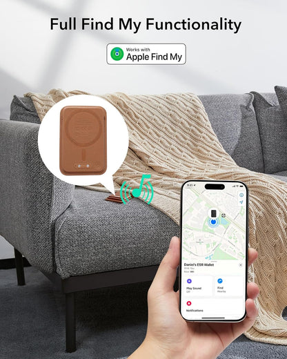 ESR Geo for MagSafe Wallet with Full Find My Functionality, RFID Blocking, 5 Cards Holder for Phone Case, Strong Magnetic Wallet for iPhone 17e/17/16/15/14/13/12 Series, Not for 13/12 Mini, Black