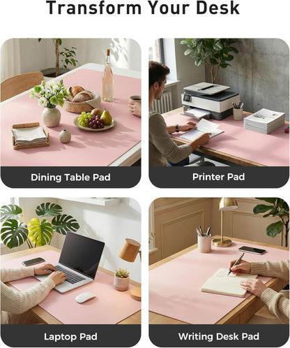 Aothia Leather Desk Pad Protector, Mouse Pad, Office Desk Mat, Non-Slip PU Leather Desk Blotter, Laptop Desk Pad, Waterproof Desk Writing Pad for Office and Home (Brown,23.6" x 13.7") - Colors B