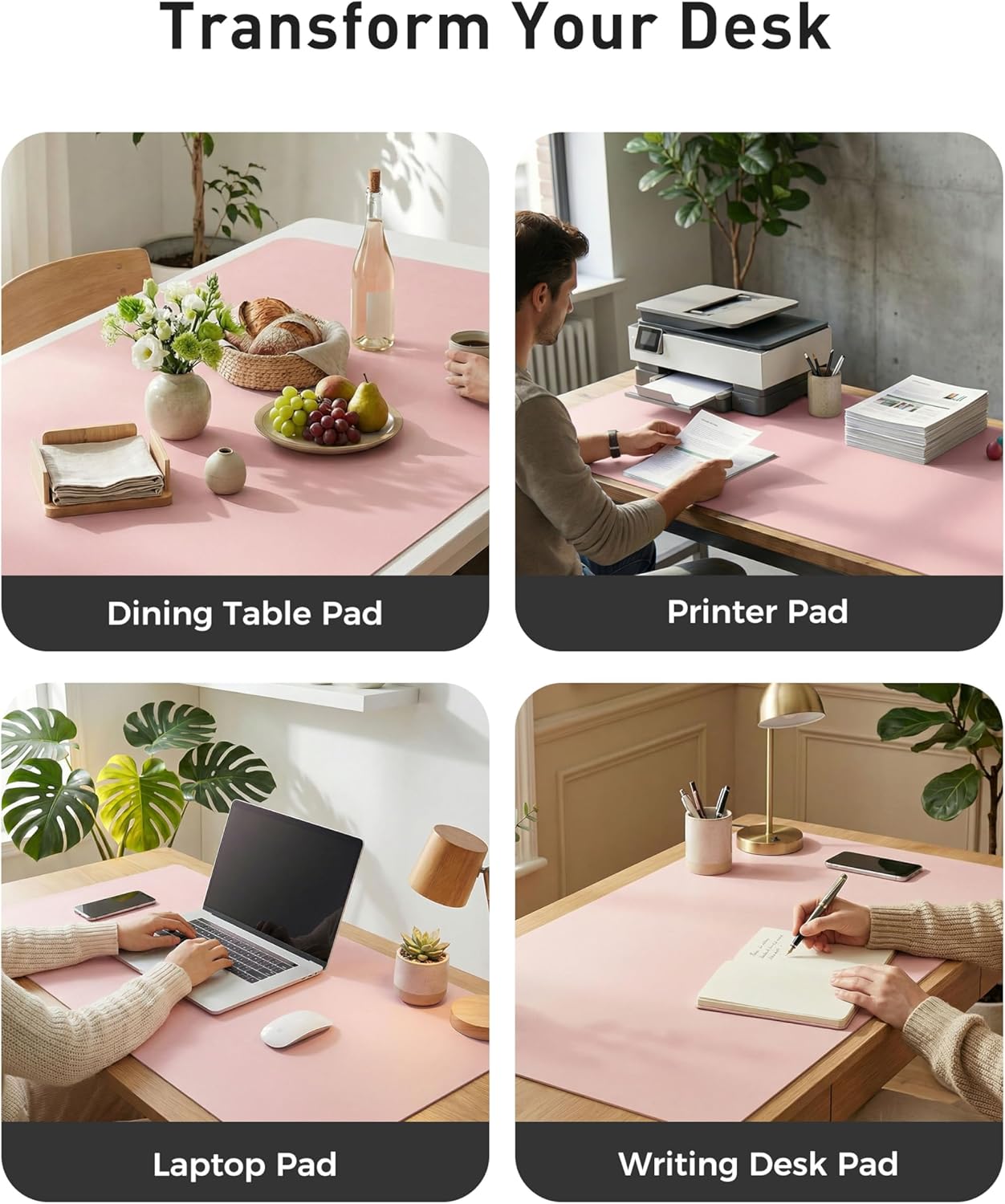 Aothia Non-Slip PU Leather Waterproof Laptop Desk Pad Protector, Blotter Mat, Writing and Mouse Pad for Office & Home, Beige, 23.6" x 13.7" - Colors A