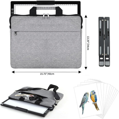 Rechargeable A4 Light Pad with Carry Bag & Stand,Ultra Thin Light Table with Clip,6 Levels of Brightness Light Box for tracing,Diamond Painting.led Light Board for Artists,Drawing,Sketching,Animation