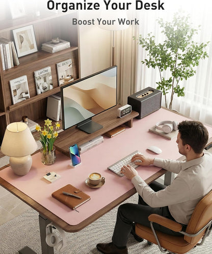 Aothia Leather Desk Pad Protector, Mouse Pad, Office Desk Mat, Non-Slip PU Leather Desk Blotter, Laptop Desk Pad, Waterproof Desk Writing Pad for Office and Home (Brown,23.6" x 13.7") - Colors B